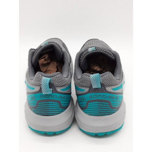 ASICS GEL SONOMA 6 GREY & AQUA BLUE GREEN CROSS TRAINING RUNNING SIZE 8 WOMEN - Picture 5 of 9